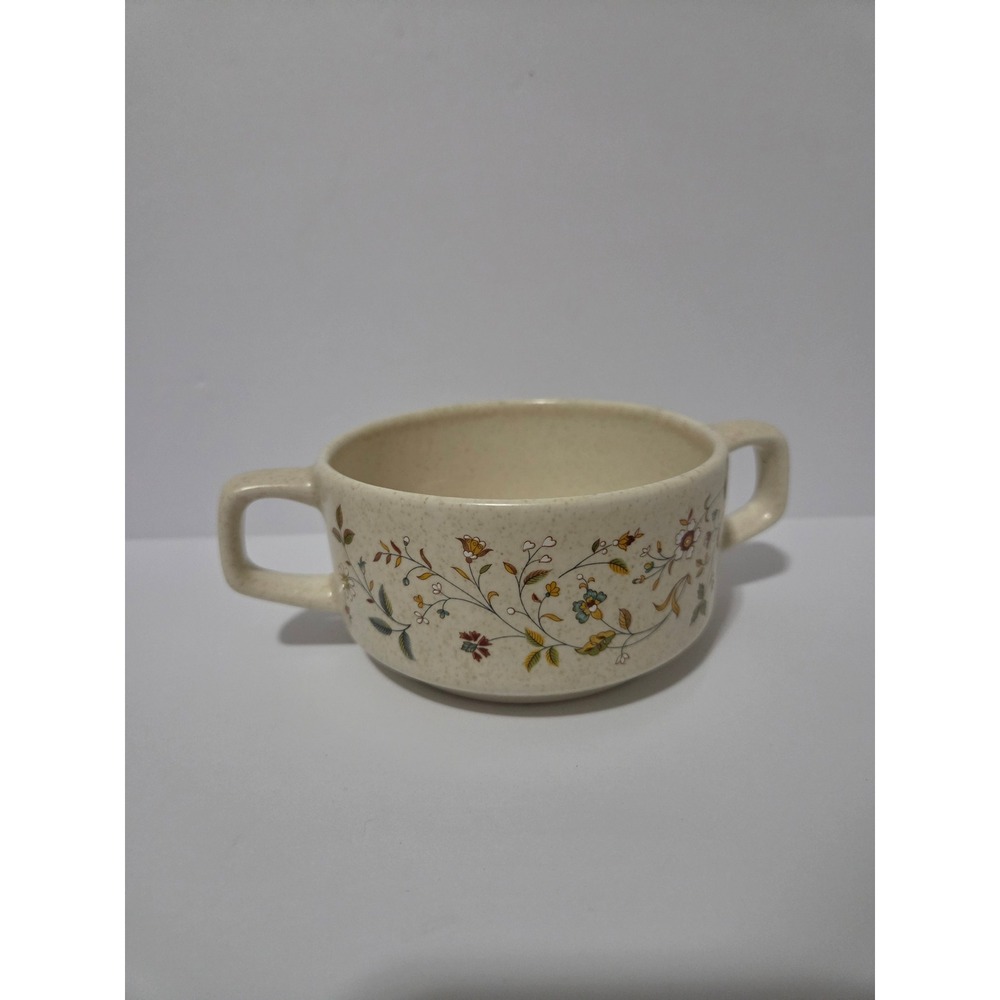 Lenox Temper-ware Merriment Sugar Bowl Double Handle Floral Stoneware Vintage
